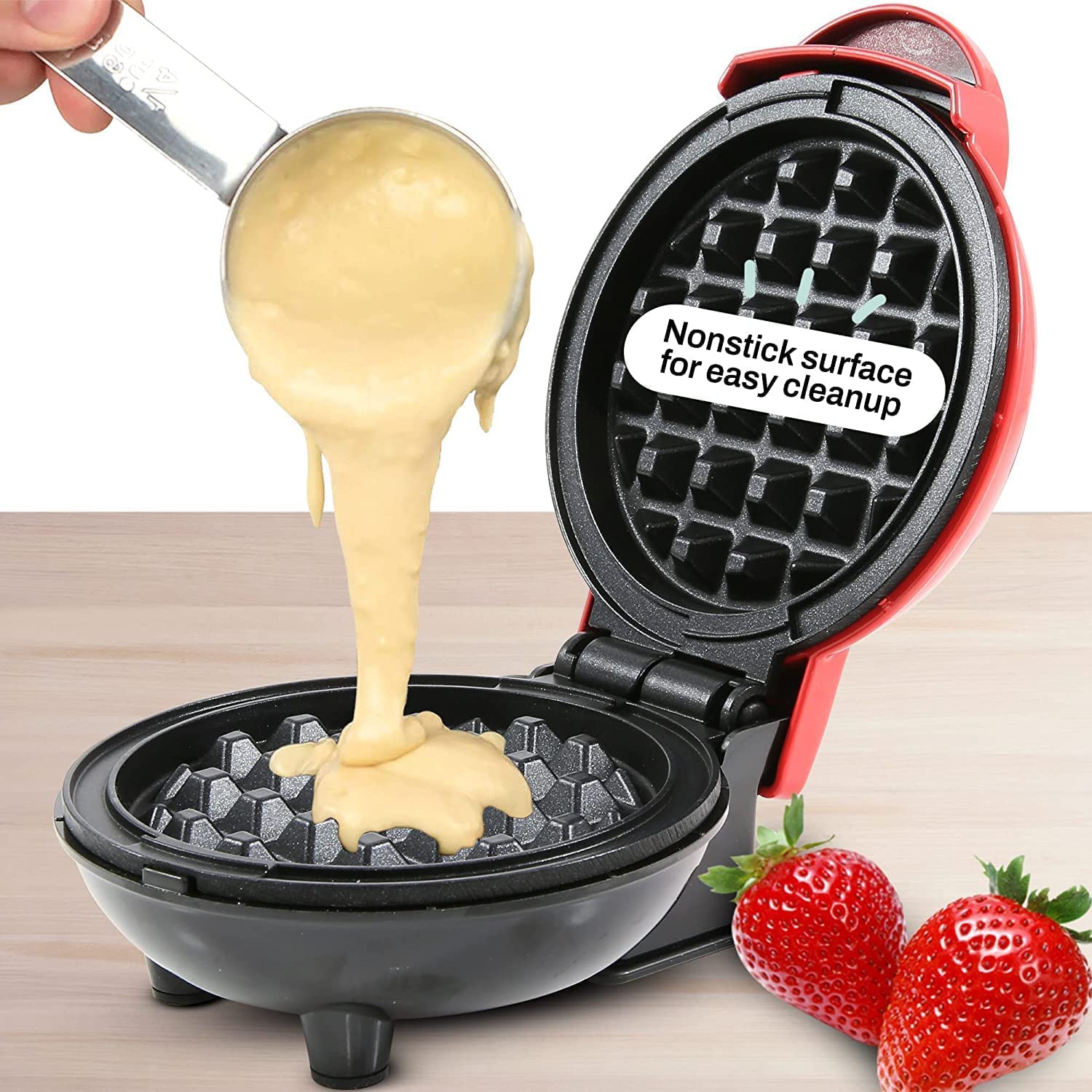 Mini Waffle Maker 4 Inch- 350 Watts: Stainless Steel Non-Stick Electric Iron Machine for Individual Belgian Waffles, Pan Cakes, Paninis or Other Snacks Mini Waffle Maker 4 Inch- 350 Watts: Stainless Steel Non-Stick Electric Iron Machine for Individual Belgian Waffles, Pan Cakes, Paninis or Other Snacks